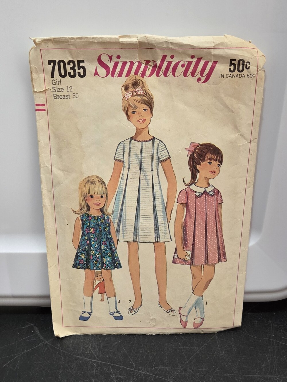 Simplicity 7035 Vintage 1960 Girls Vtg Sewing Pattern Coat Jacket Dress Size 12